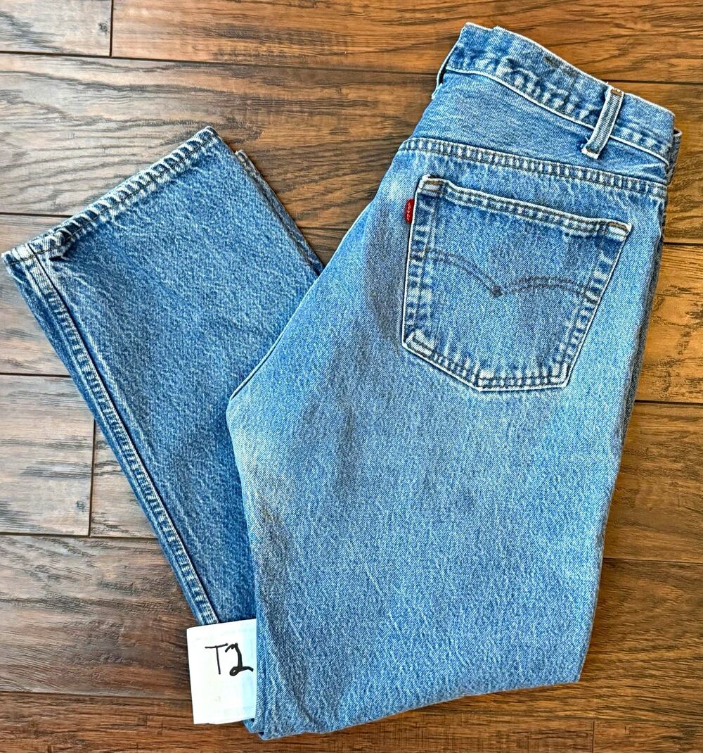 Vtg 1985 Levi’s 501 Jeans 32x27 (35x30) USA Made Button Fly Faded Denim Red Tab